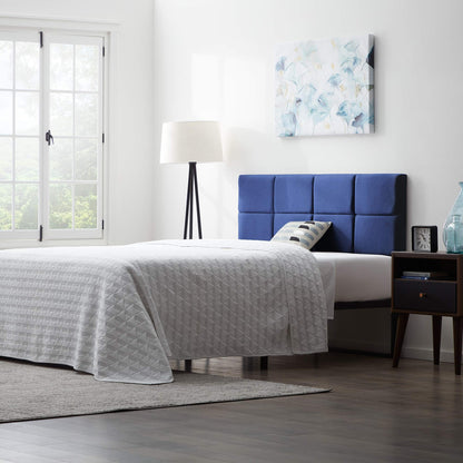 LUCID Mid Rise Upholstered Square Channeled Adjustable Height Headboard Cobalt King/Cal King