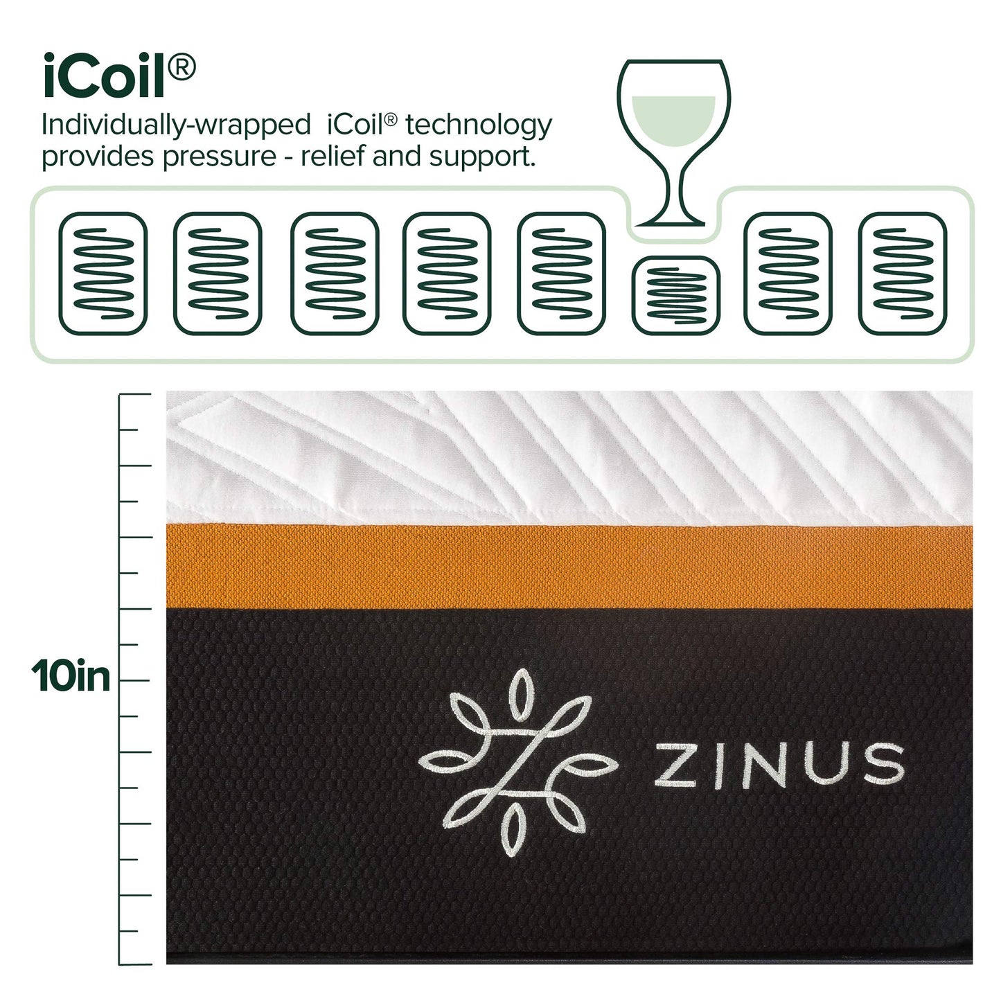 Zinus 10 Inch Cooling Copper Adaptive Pocket Spring Hybrid Mattress/Moisture Wicking Cover/Cooling and Antimicrobial Foam/Pocket Innersprings for Motion Isolation/Mattress-in-a-Box, Full