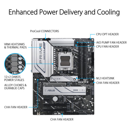 ASUS Prime X670-P AMD X670 AM5 Ryzen™ Desktop 9000 8000 & 7000 ATX Motherboard with Three M.2 Slots, DDR5, USB 3.2 Gen 2x2 Type-C®, USB4® Header, and 2.5Gb Ethernet