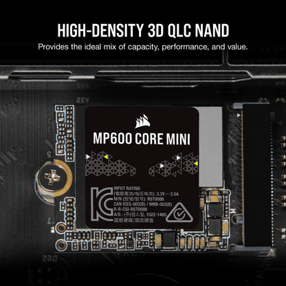 CORSAIR MP600 CORE Mini 1TB M.2 NVMe PCIe x4 Gen4 2 SSD – M.2 2230 – Up to 5,000MB/sec Sequential Read – High-Density QLC NAND – Great for Steam Deck, ASUS ROG Ally, Microsoft Surface Pro – Black