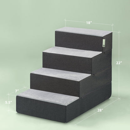 Zinus 4 Step Easy Pet Stairs/Pet Ramp/Pet Ladder/Grey, Large L (Pack of 1)