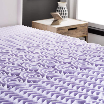 LUCID 2 Inch 5 Zone Lavender Memory Foam Mattress Topper – Calming Lavender – Targeted Convoluted Comfort Zones, King (LU20KK30ZT)