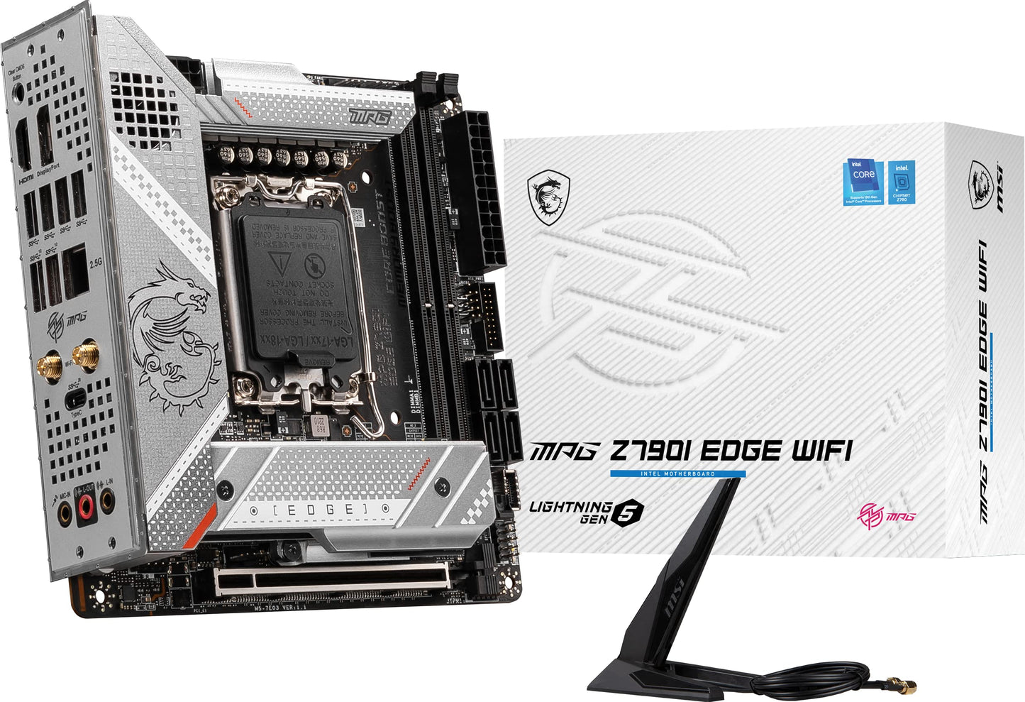 MSI MPG Z790I Edge WiFi Gaming Motherboard (Supports 12th/13th Gen Intel Processors, LGA 1700, DDR5, PCIe 5.0, M.2, 2.5Gbps LAN, USB 3.2 Gen2, Wi-Fi 6E, Mini-ITX) ITX