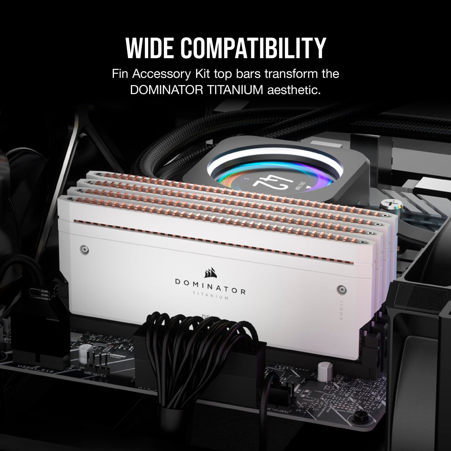 CORSAIR DOMINATOR TITANIUM RGB DDR5 RAM 2x Fin Accessory Kit - White (No Physical Memory)