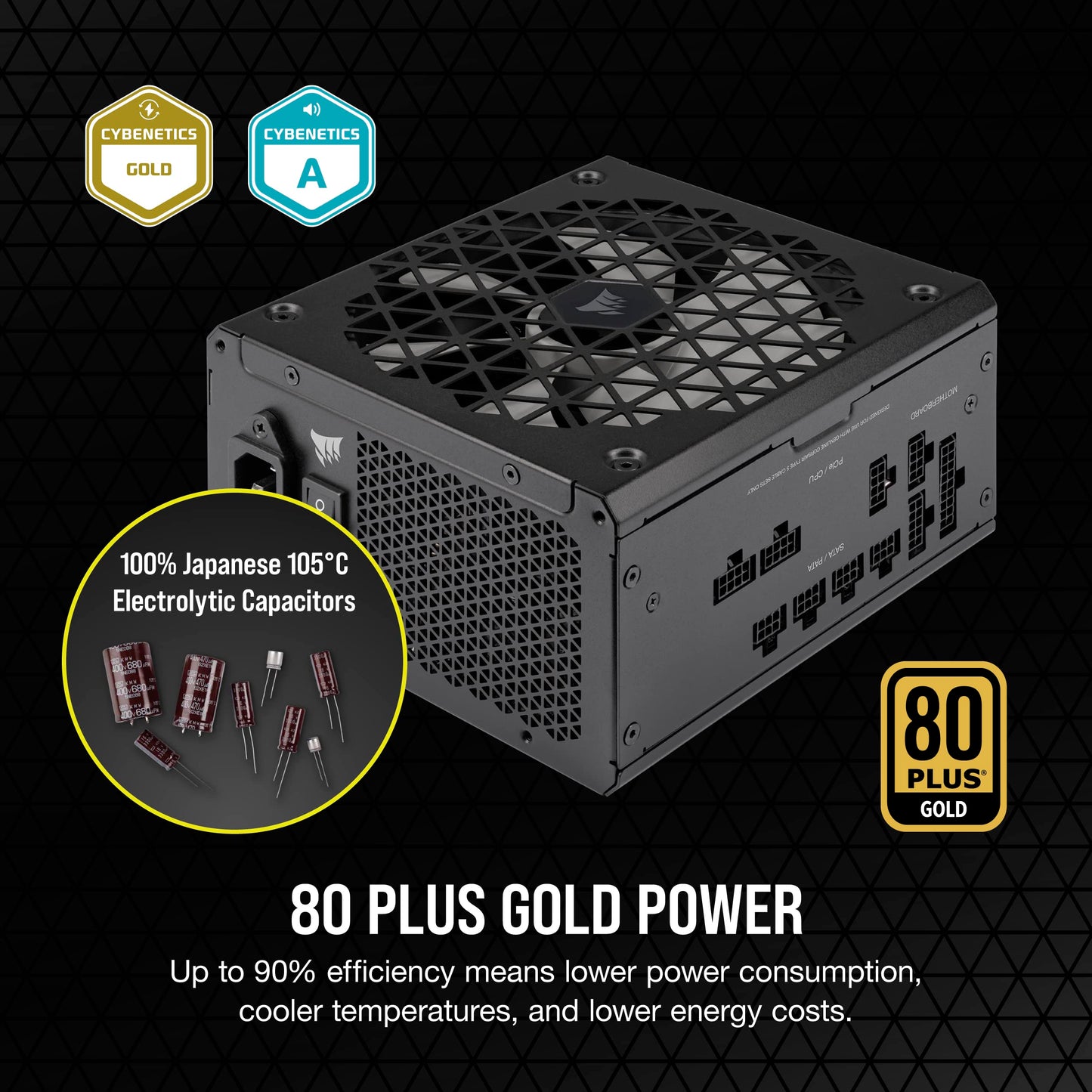 CORSAIR RM750x Shift Fully Modular ATX Power Supply - Modular Side Interface - ATX 3.0 & PCIe 5.0 Compliant - Zero RPM Fan Mode - 105°C-Rated Capacitors - 80 Plus Gold Efficiency - Black RMx Shift (ATX 3.0 & PCIe 5.0) 750W