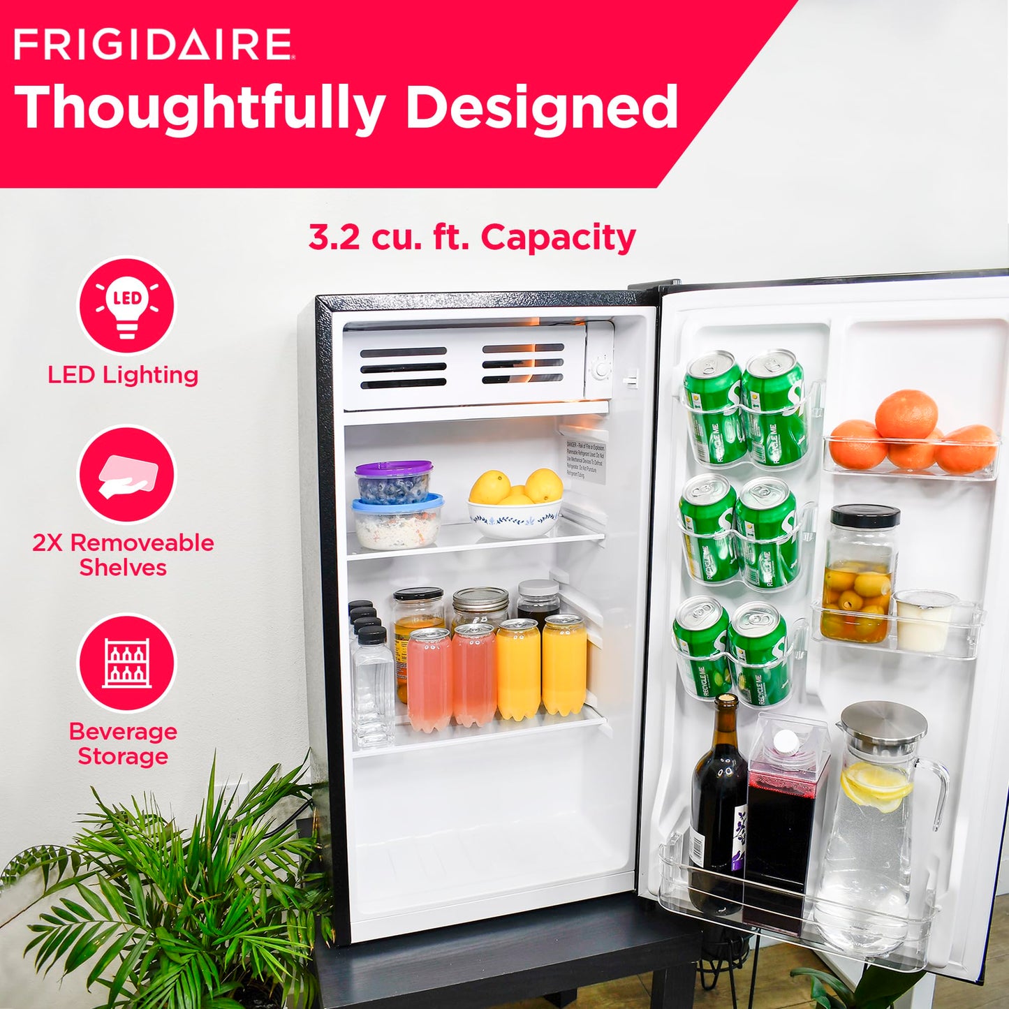 FRIGIDAIRE EFR331-BLACK 3.2 Cu ft Eraser Board Mini Compact Dorm Fridge (Black) Black