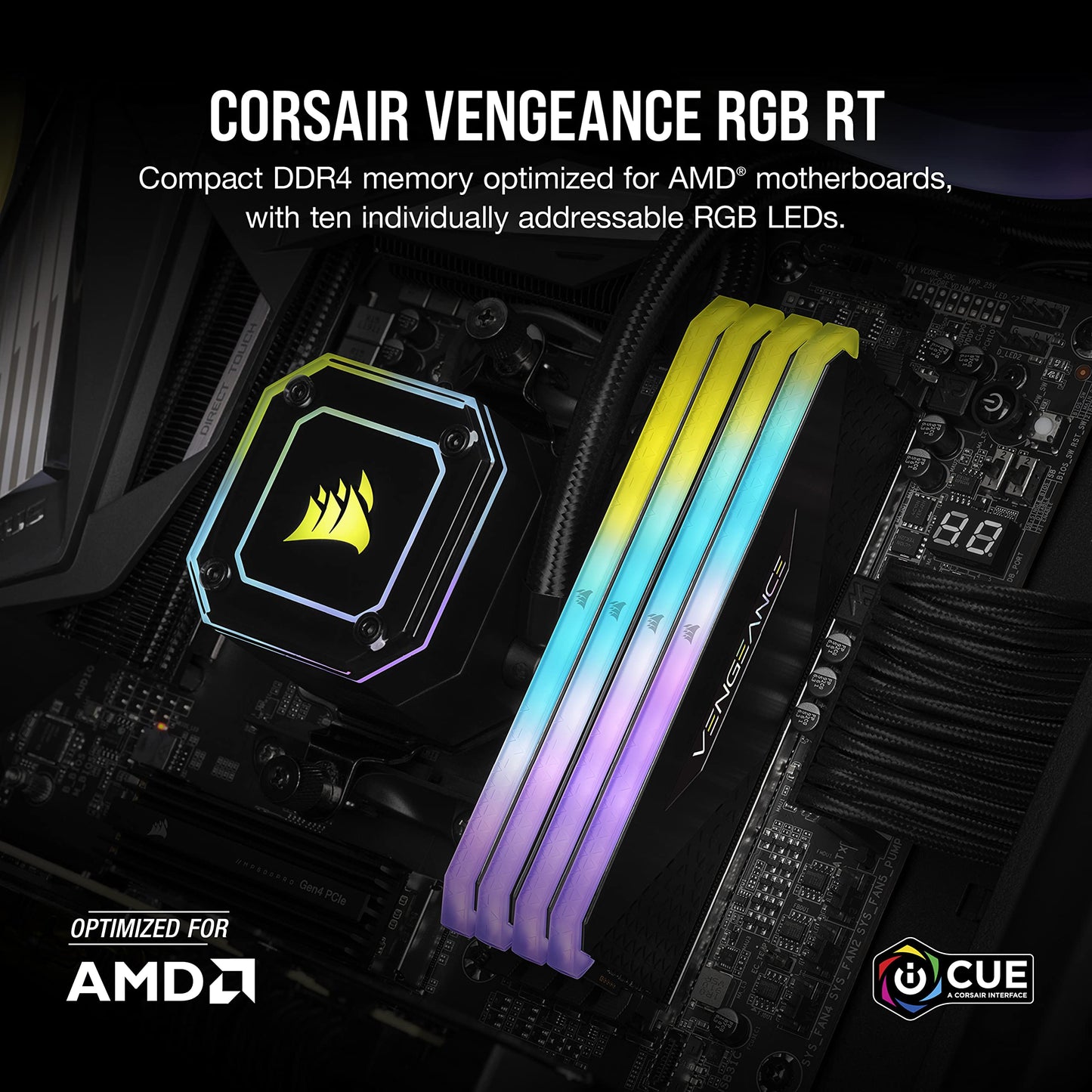 CORSAIR VENGEANCE RGB RT 16GB (2x8GB) DDR4 3600 (PC4-28800) C18 1.35V 16GB (2x8GB)