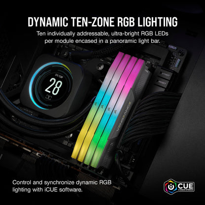 CORSAIR VENGEANCE RGB DDR5 RAM 32GB (2x16GB) 5200MHz CL40 AMD EXPO iCUE Compatible Computer Memory - Gray (CMH32GX5M2B5200Z40K) 32GB (2x16GB)