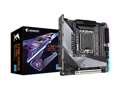 GIGABYTE Z790I AORUS Ultra (LGA 1700/ Intel/ Z790/ Mini-ITX/ DDR5/ Dual M.2/ PCIe 5.0/ USB 3.2 Gen2X2 Type-C/Intel Killer Wi-Fi 6E/ Intel 2.5GbE LAN/Q-Flash Plus/Motherboard)