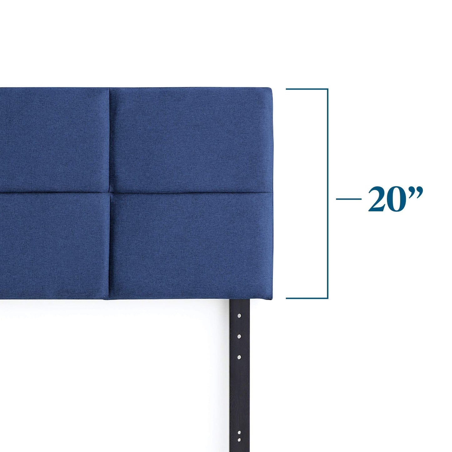 LUCID Mid Rise Upholstered Square Channeled Adjustable Height Headboard Cobalt King/Cal King