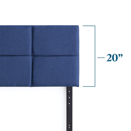 LUCID Mid Rise Upholstered Square Channeled Adjustable Height Headboard Cobalt King/Cal King