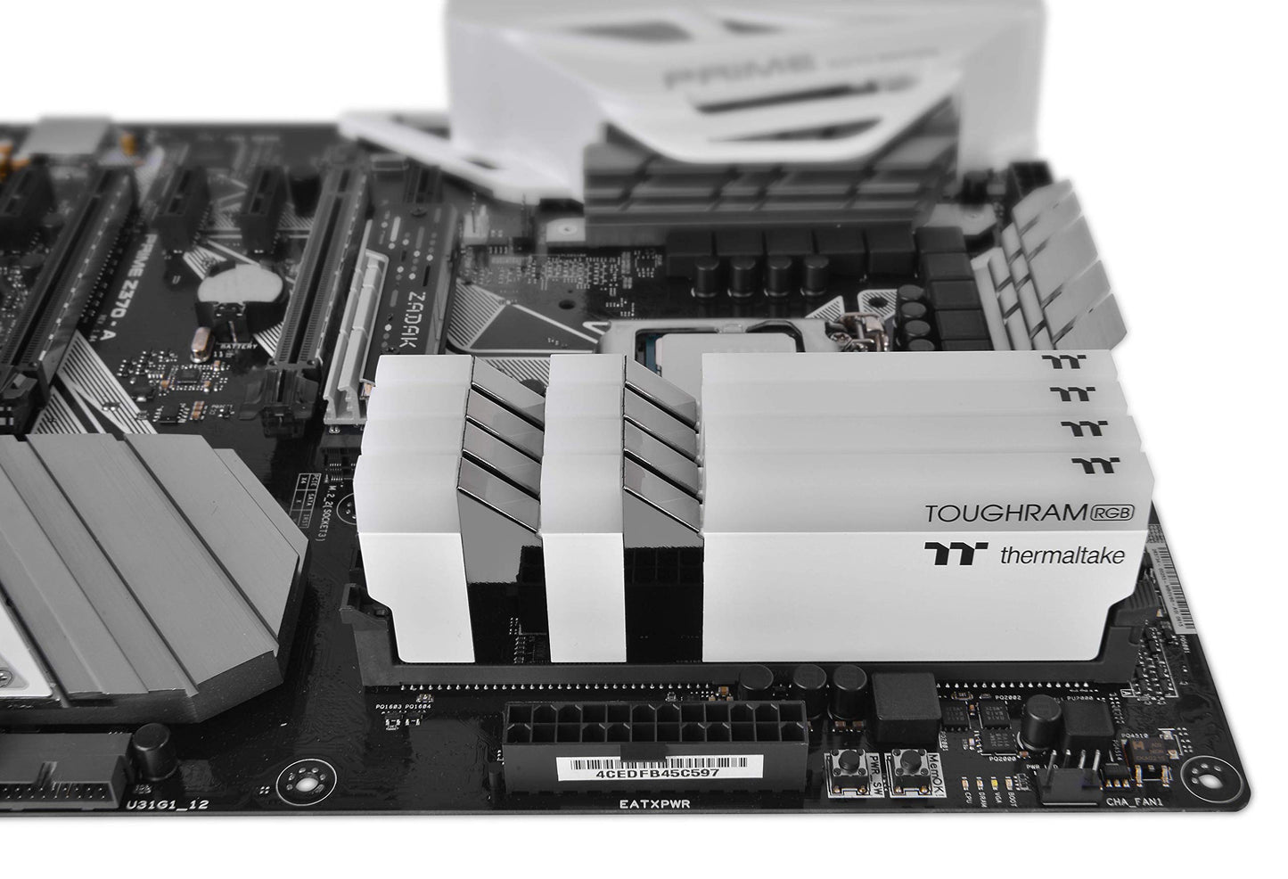 Thermaltake TOUGHRAM RGB White DDR4 4000MHz 16GB (8GB x 2) 16.8 Million Color RGB Alexa/Razer Chroma/5V Motherboard Syncable RGB Memory R022D408GX2-4000C19A