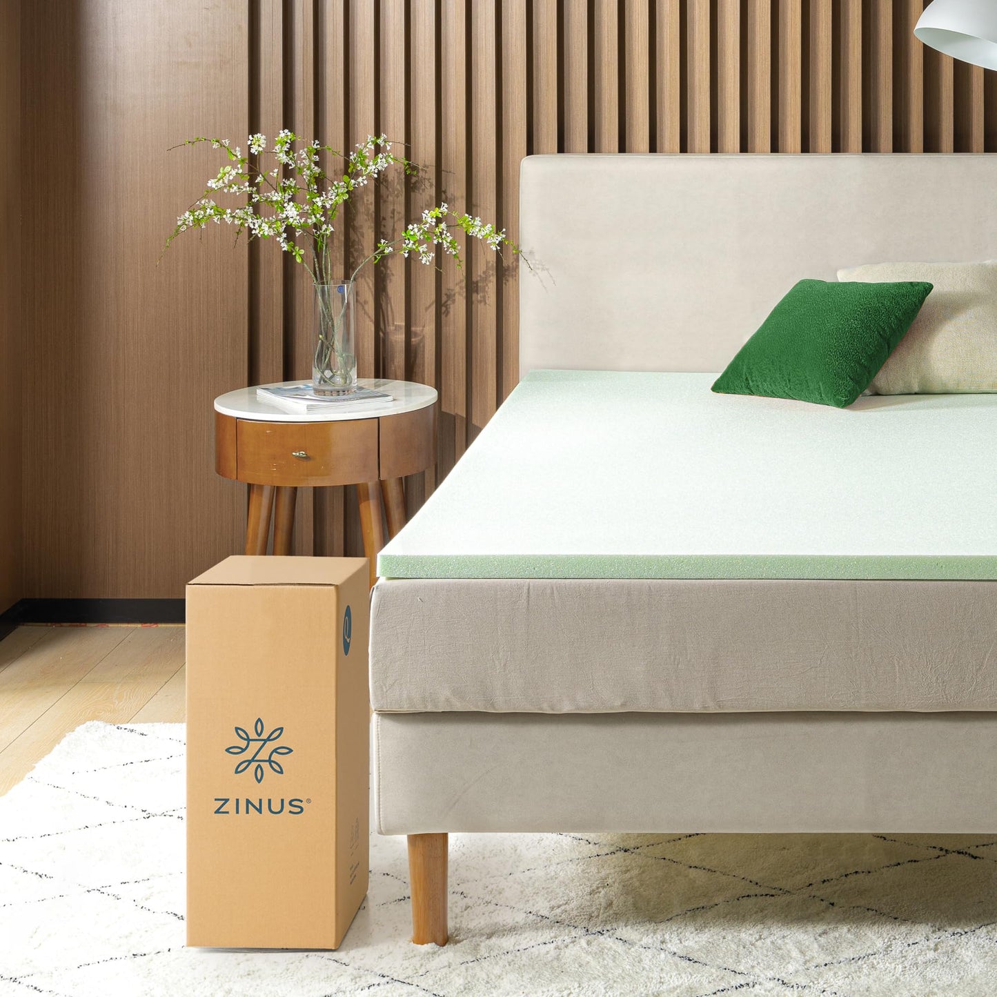 ZINUS 1.5 Inch Green Tea Memory Foam Mattress Topper, Smaller, More Convenient WonderBox Packaging, Pressure-Relieving Layers, CertiPUR-US Certified, King 1.5" New Small Box