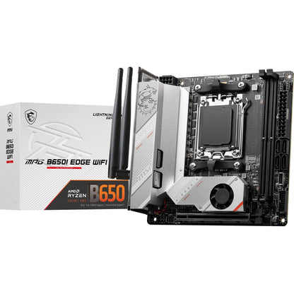 MSI MPG B650I Edge WiFi Gaming Motherboard (AMD AM5, Mini-ITX, DDR5, PCIe 4.0, M.2, SATA 6Gb/s, USB 3.2 Gen 2, HDMI, Wi-Fi 6E, AMD Ryzen 7000 Series Desktop Processors) ITX