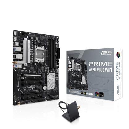 ASUS PRIME A620-PLUS WIFI Socket AM5 (LGA 1718) Ryzen 7000 gaming motherboard(DDR5, PCIe 4.0, Dual M.2 slots, DisplayPort/HDMI™, Wi-Fi 5,Rear & Front USB 3.2 Gen 1 Type-C®, SATA 6 Gbps)