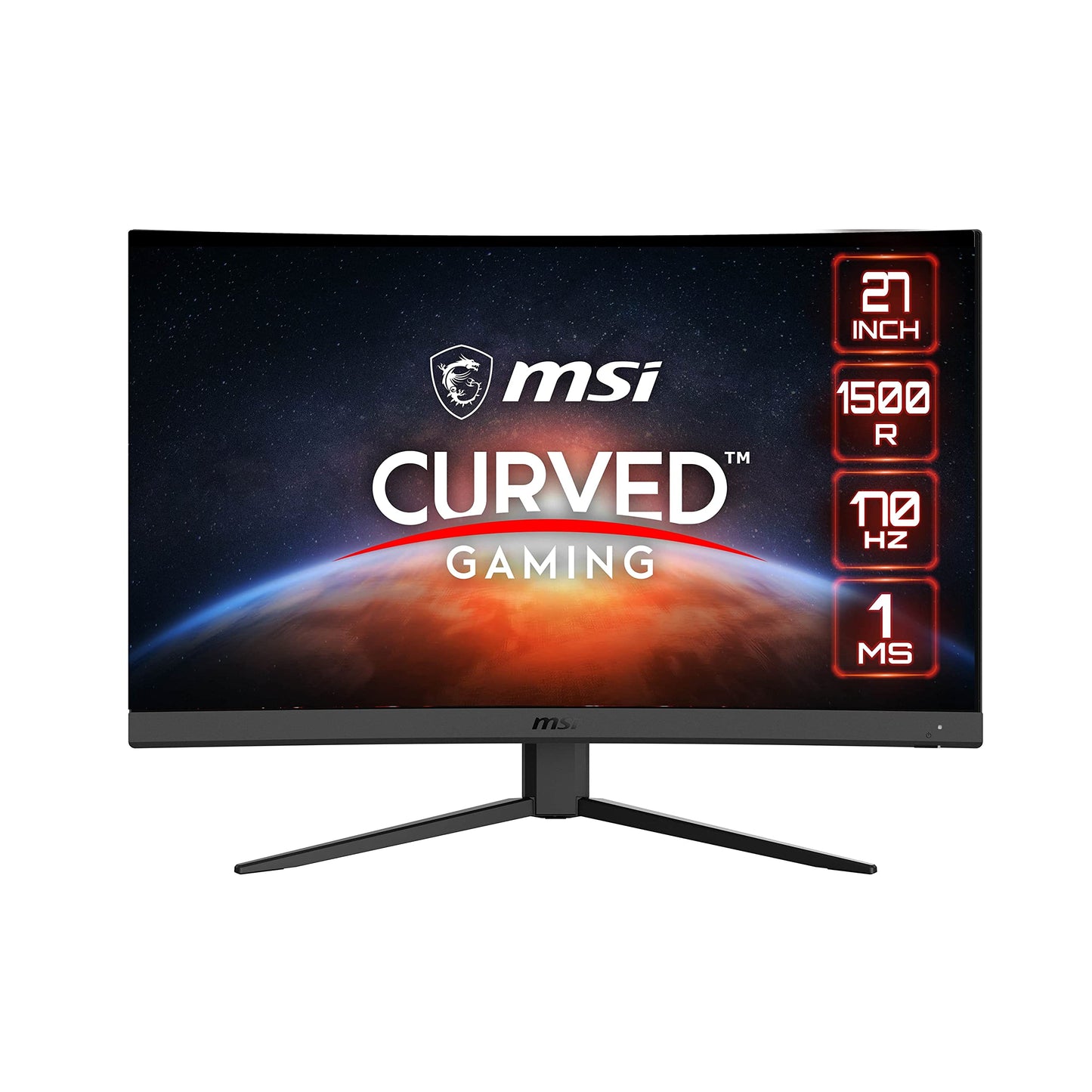 MSI Optix G27C4 E2/E3 FHD 1500R Curvature 16:9 Aspect Ratio Non-Glare Super Narrow Bezel 1ms 1920 x 1080 170Hz Refresh Rate Tilt Adjustment AMD FreeSync 27" Curved Gaming Monitor