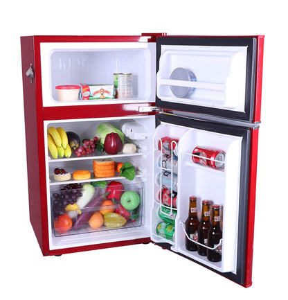 Frigidaire EFR840-RED 3.2 Cu Ft Red 2 Door Retro Bar Fridge with Side Bottle Opener