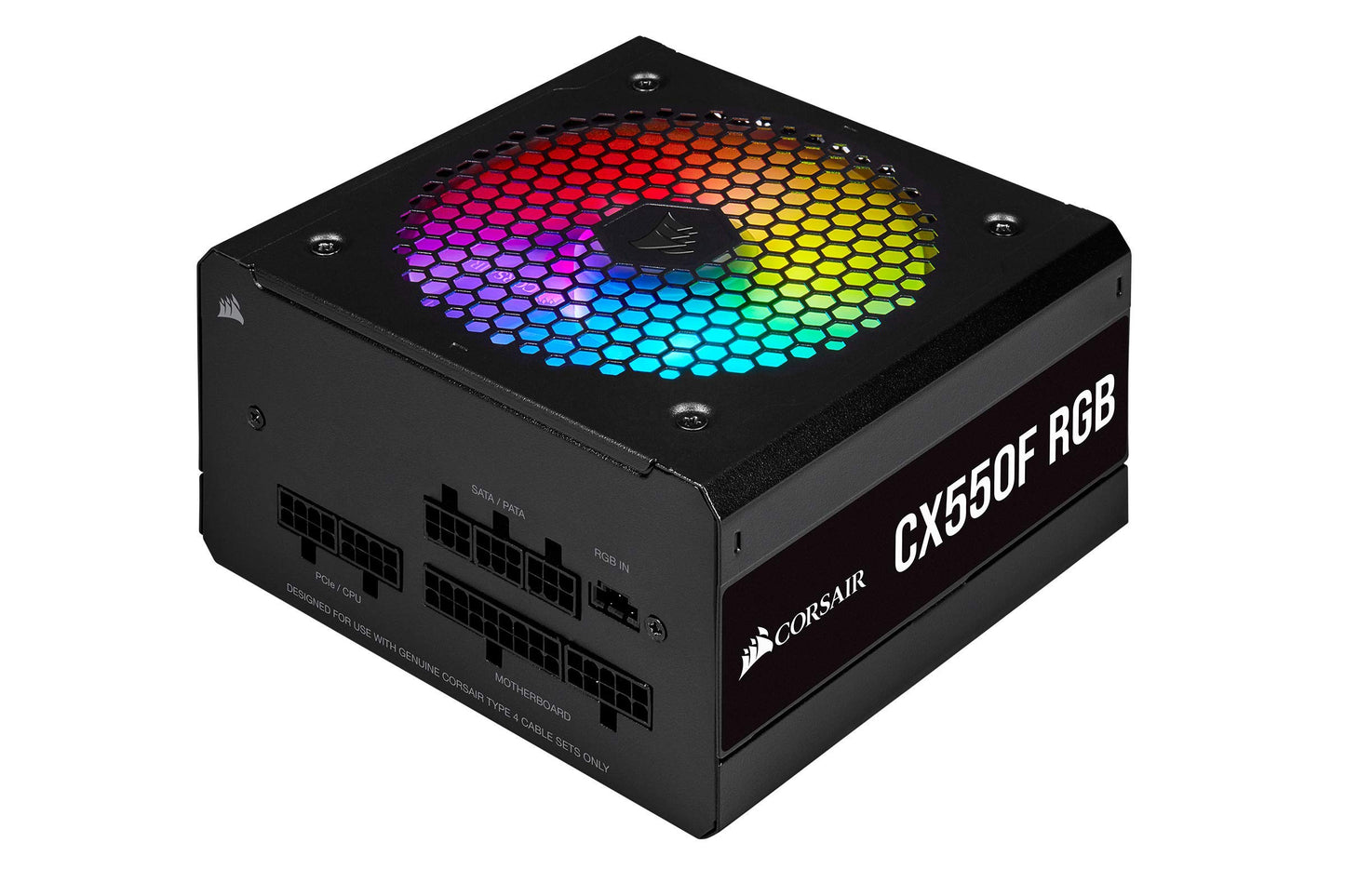 Corsair CX550F RGB, 550 Watt, 80 Plus Bronze, Fully Modular RGB Power Supply, Black, 550 Watts