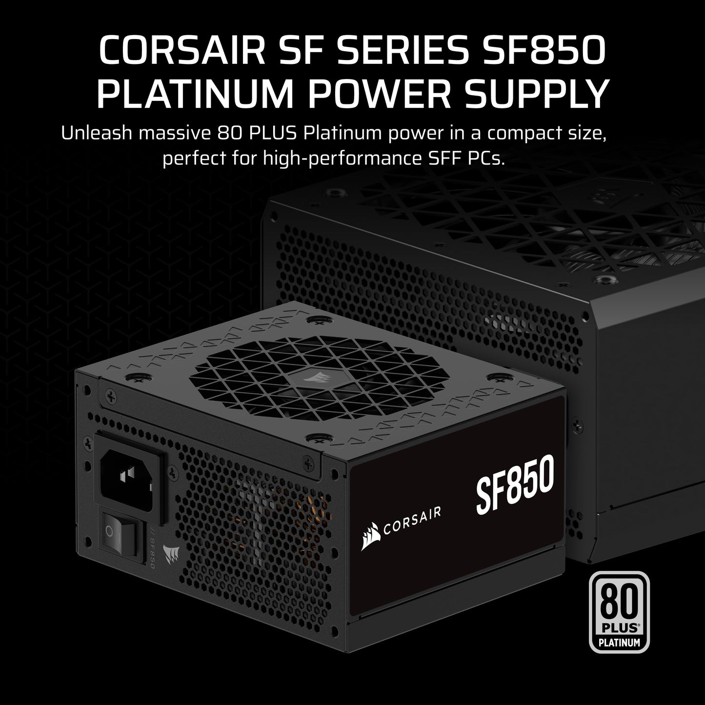 CORSAIR SF850 (2024) Fully Modular Low Noise 80 Plus Platinum ATX Power Supply – ATX 3.0 Compliant – PCIe 5.0 Ready – SFX-to-ATX Bracket Included – Black SF (ATX 3.1 & PCIe 5.1) 850 Watts