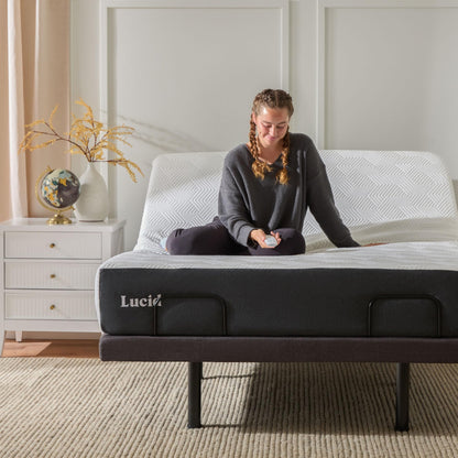 LUCID L300 Adjustable Bed Base - 5 Minute Assembly - Dual USB Charging Stations - Head and Foot Incline - Wireless Remote Control - Upholstered - Ergonomic - Queen - Charcoal Adjustable Base Only