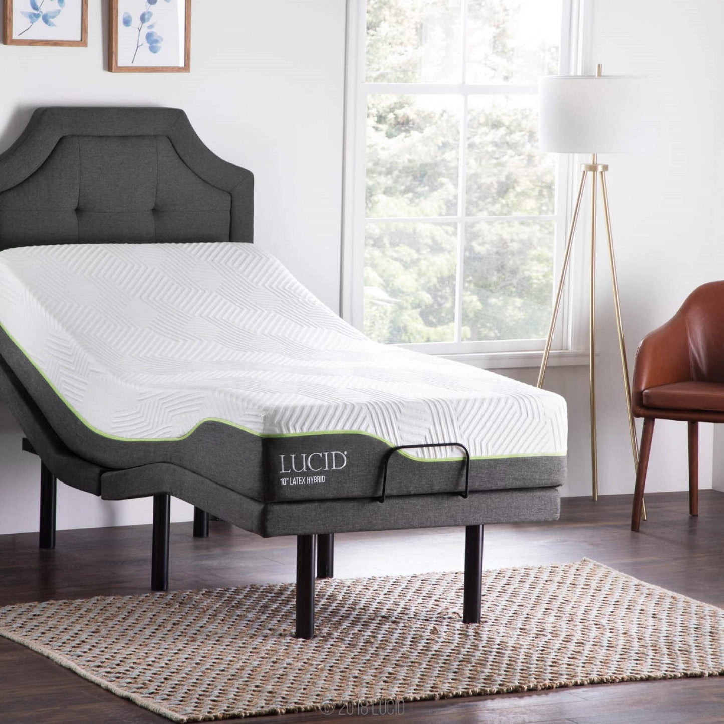 Lucid L300 Adjustable Bed Base with Lucid 10 inch Latex Hybrid Mattress - Twin XL 10 inch Mattress and Adjustable Base