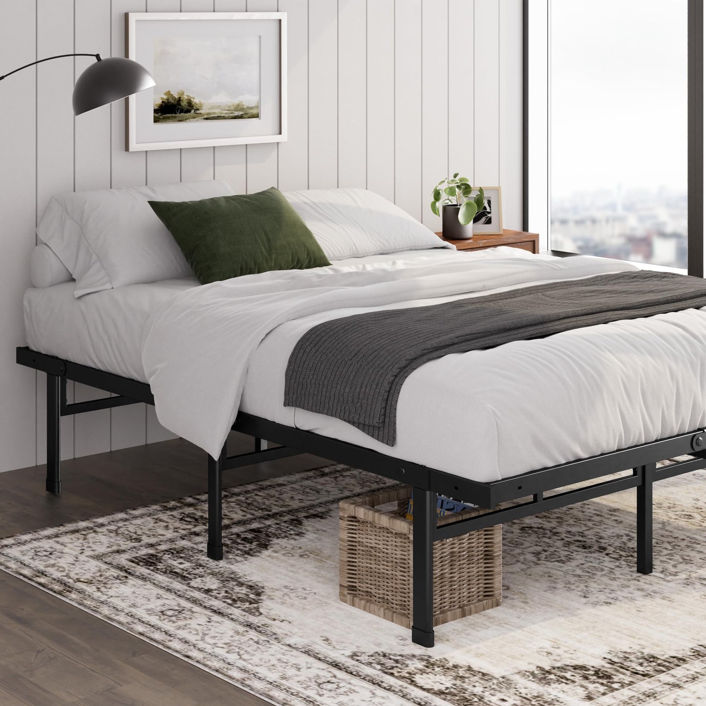 Zinus King Bed Frame - Justin 14 Inch SmartBase® Metal Bed Frame - Steel Slat Support, No Box Spring Needed, Underbed Storage Space, Easy Assembly, 5 Year Warranty, King Size