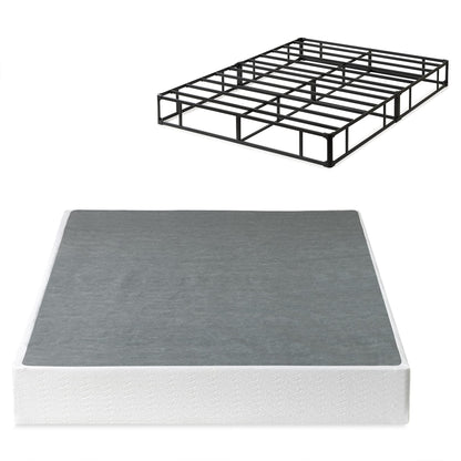 Zinus Queen Size Box Spring – 9 Inch Low Profile Metal Smart Box Spring, Mattress Foundation, Strong Metal Frame, Tool-Free Locking Brackets for Easy Assembly, 5 Year Warranty, Queen Size, White New Small Box