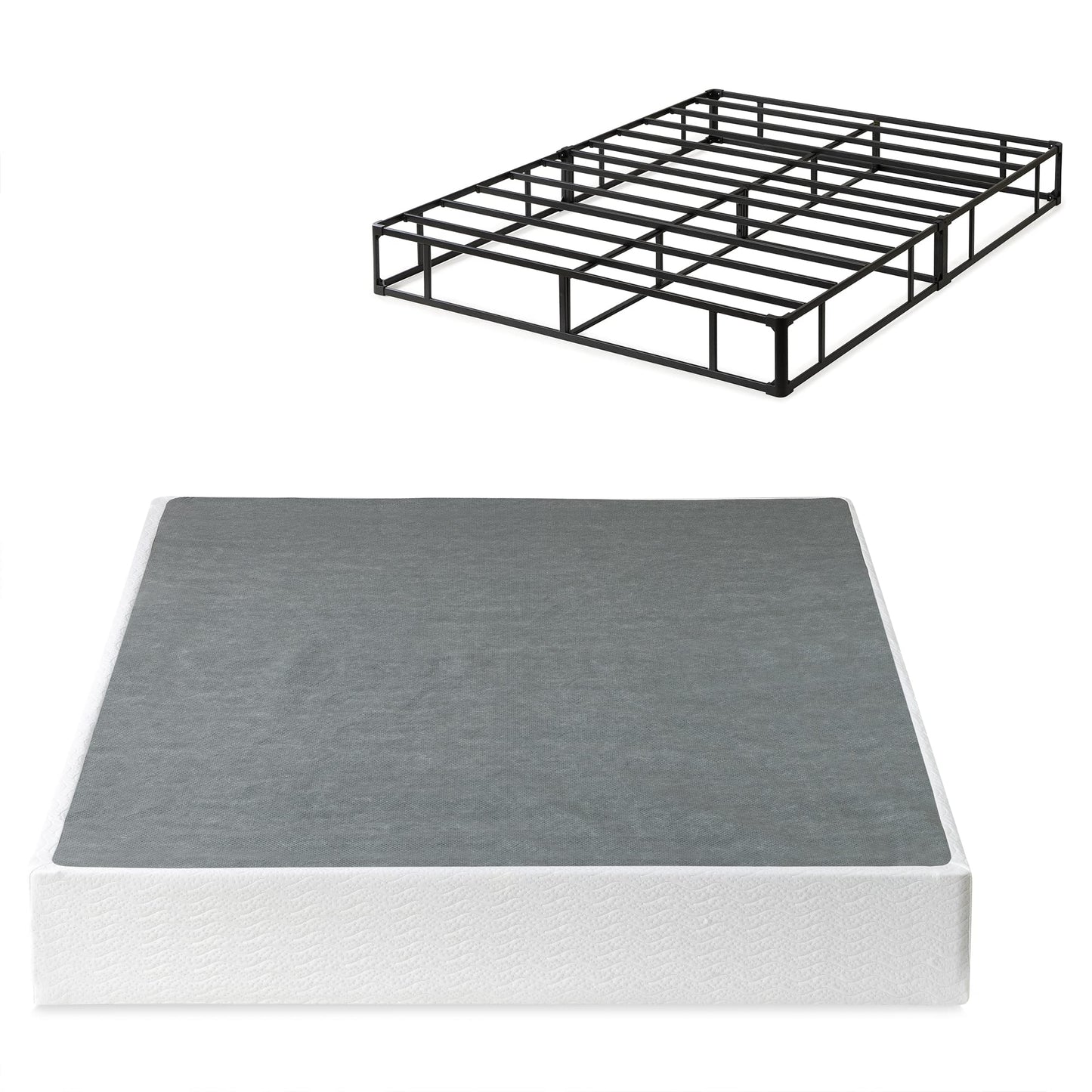 Zinus King Size Box Spring – 9 Inch Low Profile Metal Smart Box Spring, Mattress Foundation, Strong Metal Frame, Tool-Free Locking Brackets for Easy Assembly, 5 Year Warranty, King Size, White New Small Box