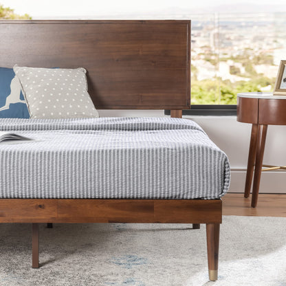 Zinus Deluxe Mid-Century Wood Platform Bed with Adjustable Height Headboard, no Box Spring Needed, Full