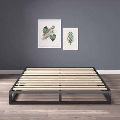 Zinus Queen Bed Frame - Joseph 6 inch Metal Bed Frame with Wood Slat Support, No Box Spring Needed, Easy Assembly - Minimalist Platform Bed Frame with Underbed Storage Space, Queen Size Original Big Box