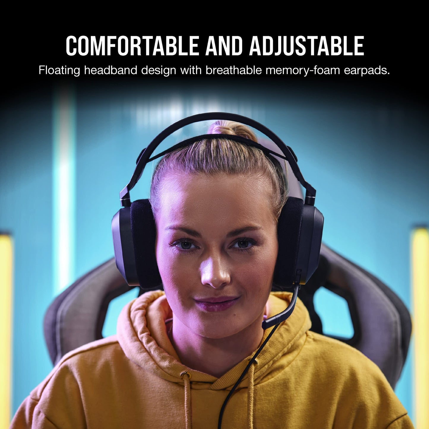 Corsair HS80 RGB USB Premium Gaming Headset with Dolby Audio 7.1 Surround Sound (Broadcast-Grade Omni-Directional Microphone, Memory Foam Earpads, High-Fidelity Sound, Durable Construction) Carbon Wired Black