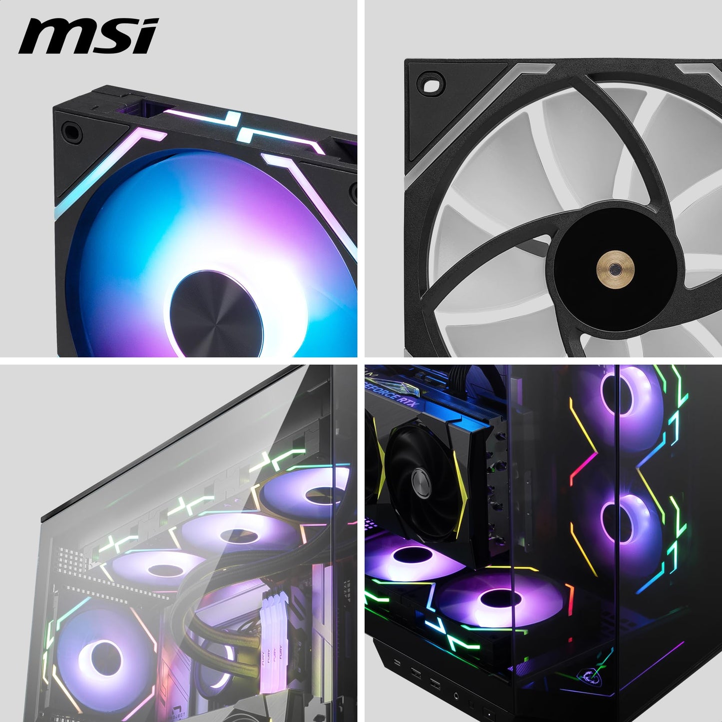 MSI MPG EZ120 ARGB-3B Fan - 120mm ARGB Fan, Patented Magnetic Connector Block, Daisy-Chain Connection, Fluid Dynamic Bearing + Extra nut Fixing, Fan hub, Mystic Light & Cooling Wizard Support