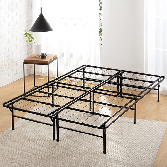 Zinus Full Bed Frame - SmartBase 14 Inch Deluxe Metal Bed Frame with Steel Slat Support - No Box Spring Needed, Tool-Free Assembly, Heavy Duty Platform Bed Frame with Underbed Storage Space, Full Size SmartBase® Only