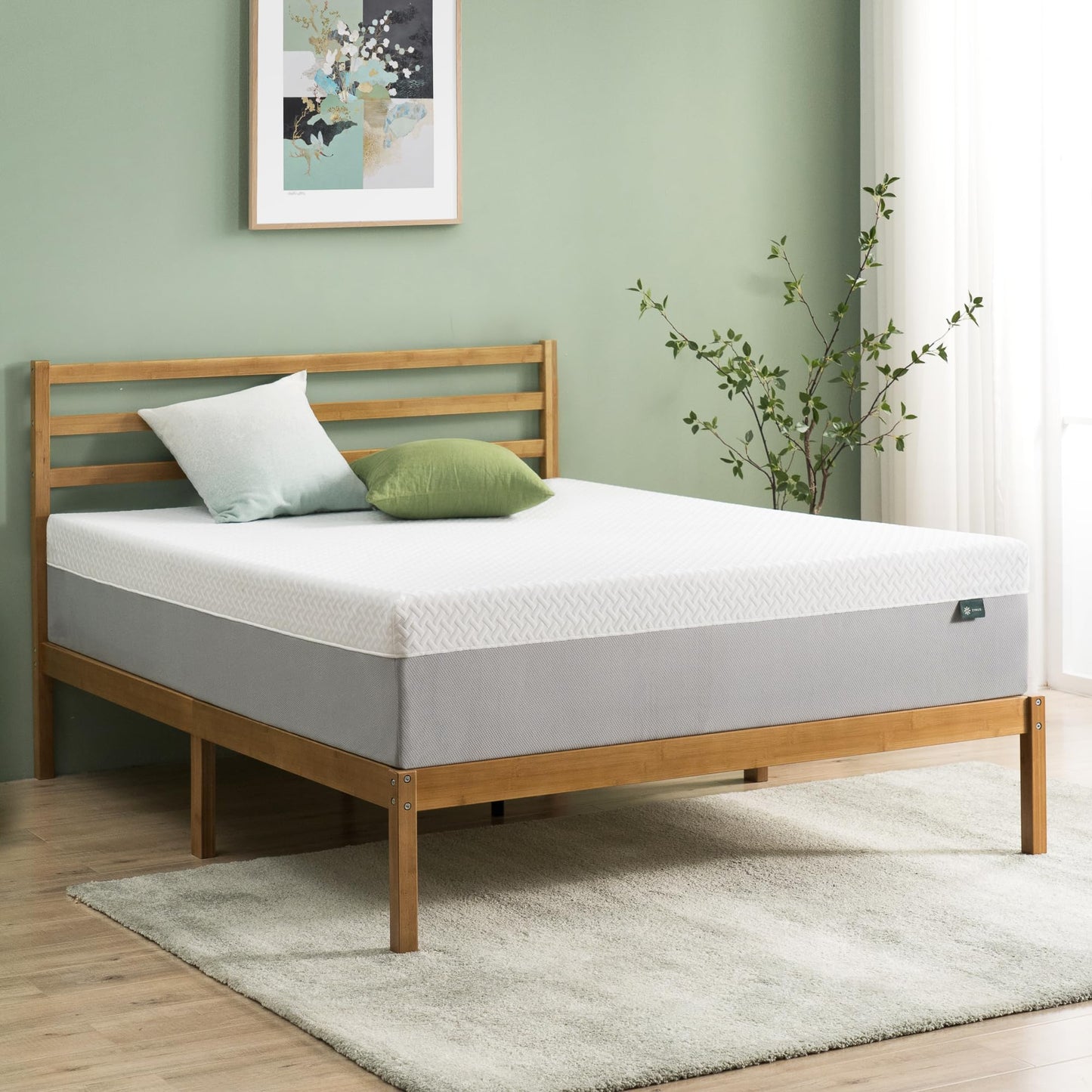 ZINUS 12 Inch Green Tea Essential Memory Foam Mattress [New Version], Queen, Fiberglass Free, Medium Feel, Breathable Airflow Memory Foam, Certified Safe Foams & Fabric, Mattress in A Box White 12" Green Tea New Small Box