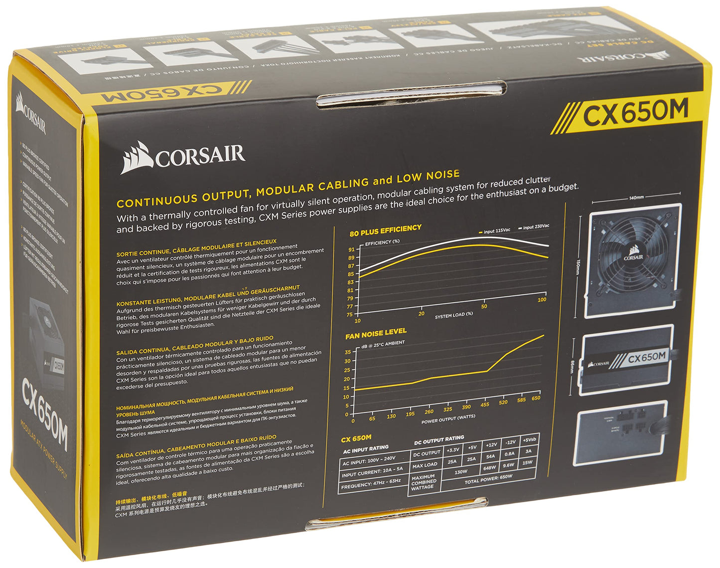 Corsair CX Series 650 Watt 80 Plus Bronze Certified Modular Power Supply 650 Watts