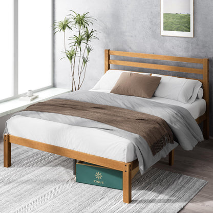 Zinus Full Bed Frame - Leah Bamboo Platform Bed Frame with Headboard - Wood Slat Support, Easy Assembly, No Box Spring Needed, Underbed Storage Space, 5 Year Warranty, Full Size