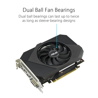 ASUS Phoenix NVIDIA GeForce GTX 1630 Gaming Graphics Card (PCIe 3.0, 4GB GDDR6 Memory, HDMI 2.0, DisplayPort 1.4a, DVI-D, Axial-tech Fan Design, Dual Ball Fan Bearings, Auto-Extreme) Single Fan GTX1630|4G