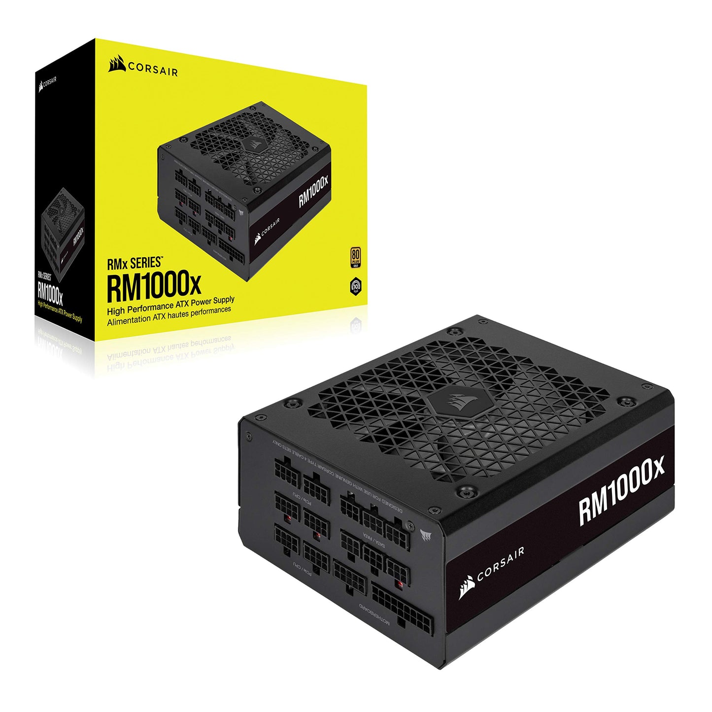 CORSAIR RM1000x Fully Modular ATX Power Supply - 80 PLUS Gold - Low-Noise Fan - Zero RPM - Black RMx 1000W