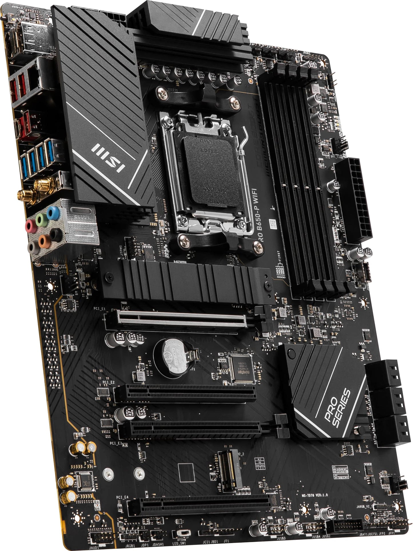 MSI PRO B650-P WiFi ProSeries Motherboard (AMD AM5, ATX, DDR5, PCIe 4.0, M.2, SATA 6Gb/s, USB 3.2 Gen 2, HDMI/DP, Wi-Fi 6E, AMD Ryzen 7000 Series Desktop Processors)