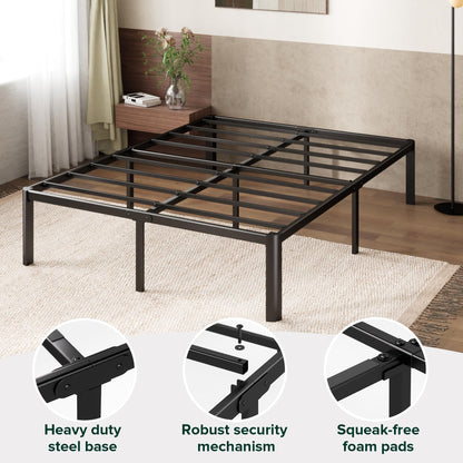 Zinus King Bed Frame – Van 16 Inch Bed Frame with Steel Slat Support, Heavy Duty Metal Construction, Easy Assembly, No Box Spring Needed – Platform Bed Frame with Underbed Storage, 5-Year Warranty Contemporary New Small Box