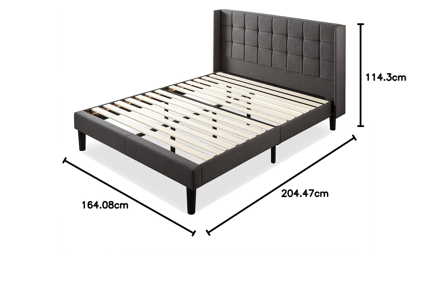 ZINUS Dori Upholstered Platform Bed Frame with Wingback Headboard / Mattress Foundation / Wood Slat Support / No Box Spring Needed / Easy Assembly, Queen Grey Traditional