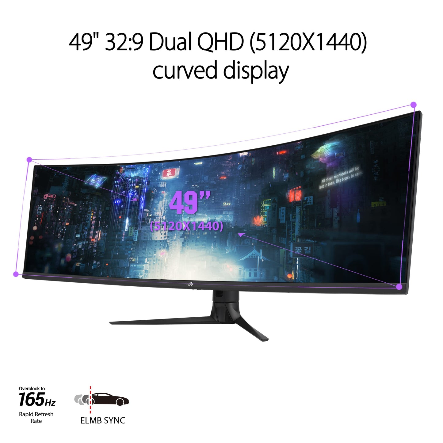 ASUS ROG Strix 49” Ultra-Wide Curved HDR Gaming Monitor (XG49WCR) - Dual QHD 32:9 (5120 x 1440), 165Hz, Extreme Low Motion Blur Sync, USB-C, RJ45, DisplayHDR400, 90% DCI-P3, Dual Input-KVM Switch 49" Curved QHD 32:9 165Hz Docking Smart KVM VA