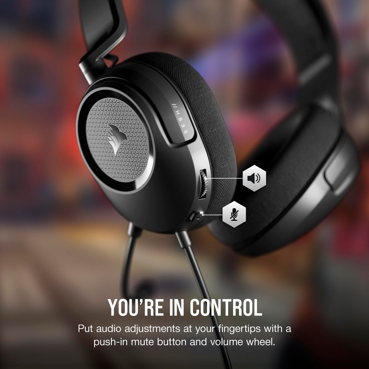 Corsair HS35 v2 Multiplatform Wired Gaming Headset – Flexible Omni-Directional Microphone – Universal 3.5mm Connection – PC, Mac, PS5, PS4, Xbox, Nintendo Switch, Mobile – Carbon v2 Stereo