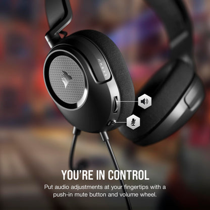 Corsair HS35 v2 Multiplatform Wired Gaming Headset – Flexible Omni-Directional Microphone – Universal 3.5mm Connection – PC, Mac, PS5, PS4, Xbox, Nintendo Switch, Mobile – Carbon v2 Stereo