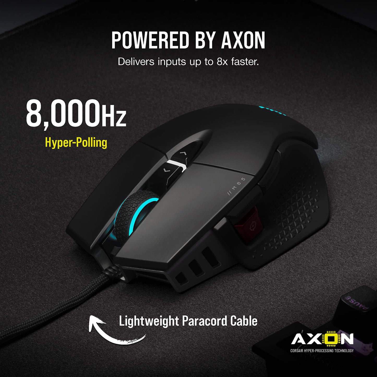 Corsair M65 RGB Ultra Tunable FPS Gaming Mouse Marksman 26,000 DPI Optical Sensor, Optical Switches, AXON Hyper-Processing Technology, Sensor Fusion Control, Tunable Weight System - Black M65 ULTRA WIRED