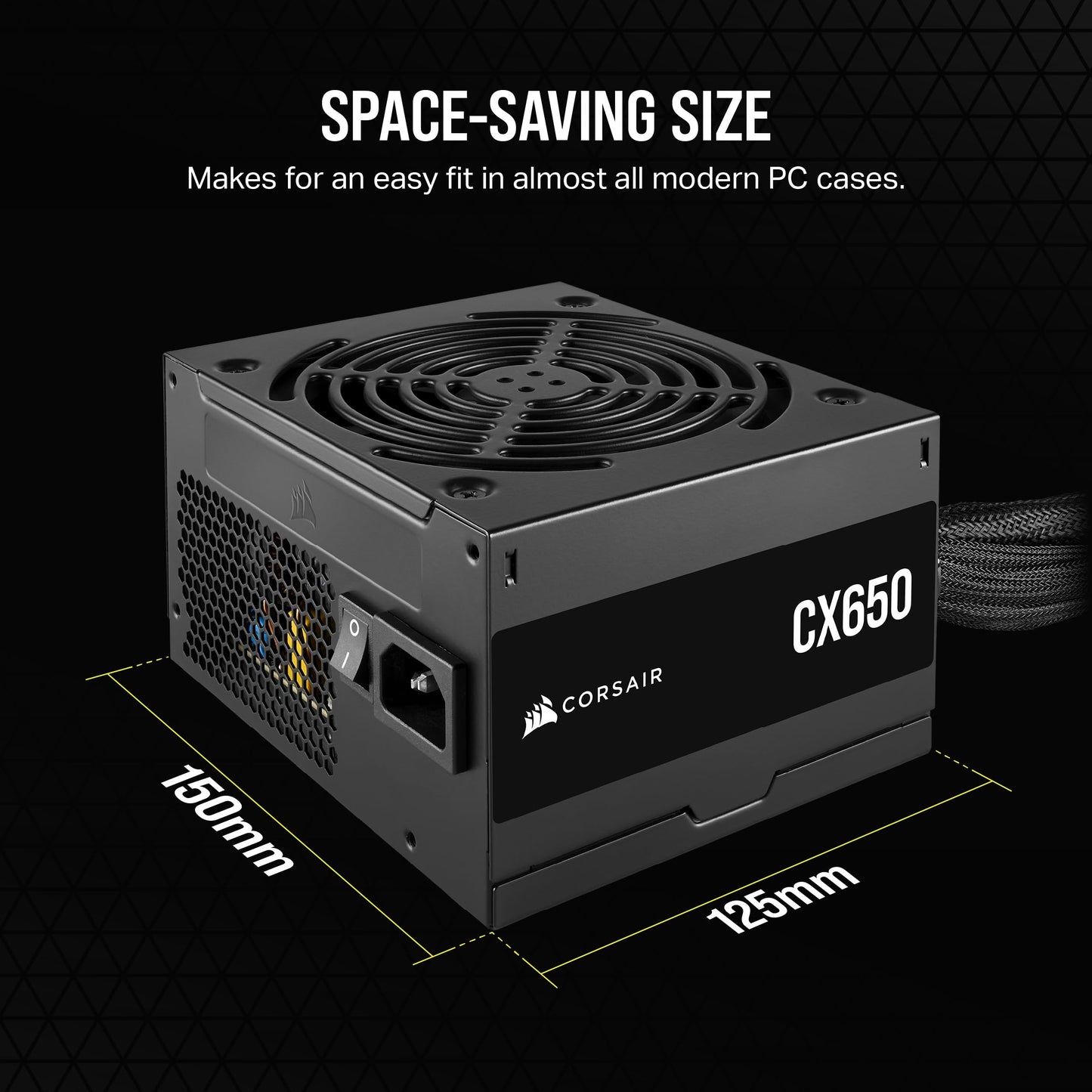 CORSAIR CX650 80 Plus Bronze Non Modular Low-Noise ATX 650 Watt Power Supply - NA - Black 650 Watts