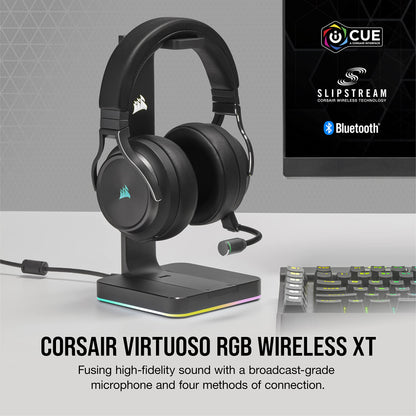 CORSAIR VIRTUOSO RGB WIRELESS XT Multiplatform Gaming Headset With Bluetooth - Dolby Atmos - Broadcast Quality Microphone - iCUE Compatible- PC, Mac, PS5, PS4, Nintendo Switch, Mobile - Black Slate