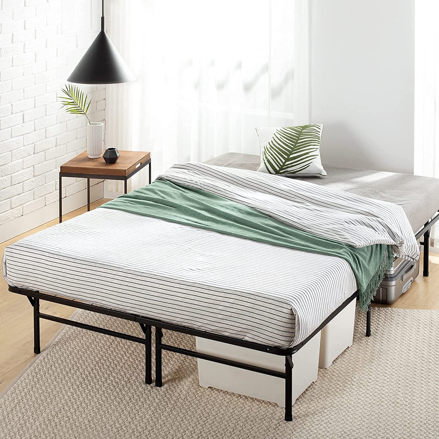 Zinus Full Bed Frame - SmartBase 14 Inch Deluxe Metal Bed Frame with Steel Slat Support - No Box Spring Needed, Tool-Free Assembly, Heavy Duty Platform Bed Frame with Underbed Storage Space, Full Size SmartBase® Only