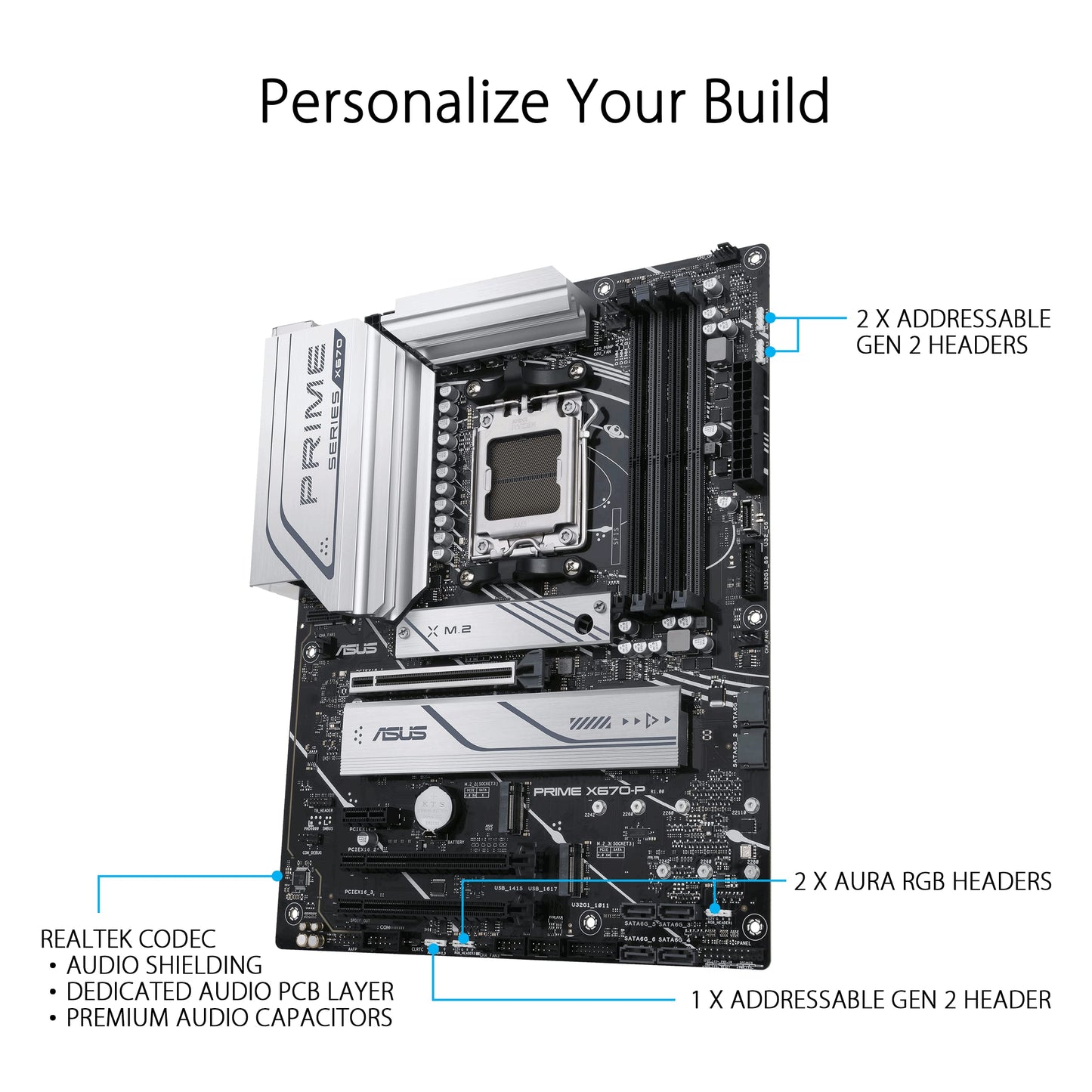 ASUS Prime X670-P AMD X670 AM5 Ryzen™ Desktop 9000 8000 & 7000 ATX Motherboard with Three M.2 Slots, DDR5, USB 3.2 Gen 2x2 Type-C®, USB4® Header, and 2.5Gb Ethernet