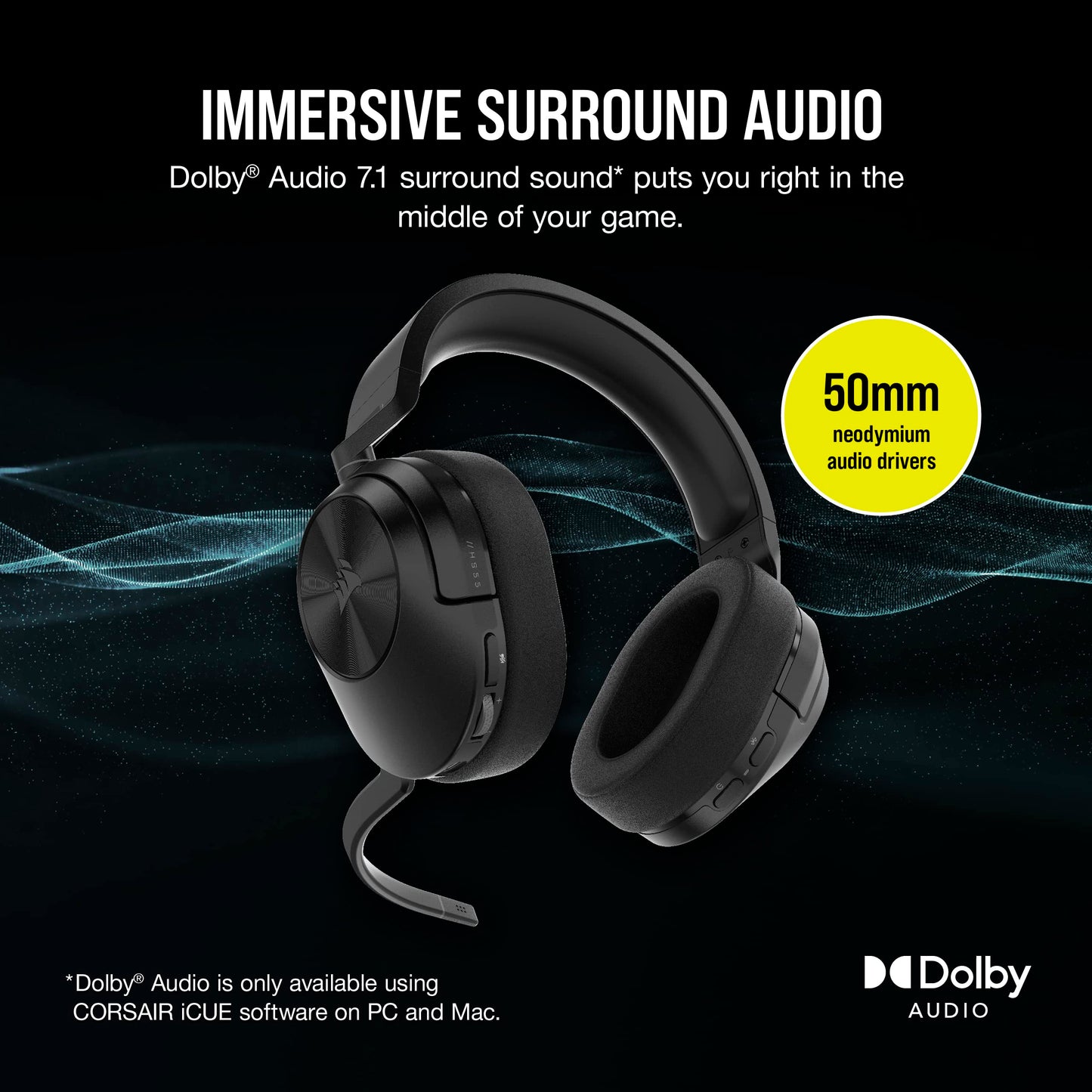 CORSAIR HS55 WIRELESS Multiplatform Lightweight Gaming Headset With Bluetooth - Dolby 7.1 Surround Sound - iCUE Compatible - PC, PS5, PS4, Nintendo Switch, Mobile - Black HS55 WIRELESS / Bluetooth Carbon